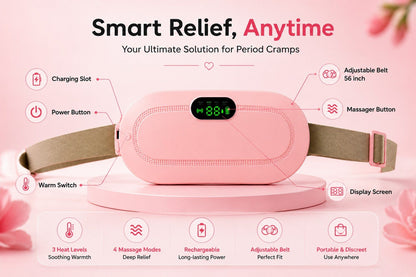Portable Heating Pad & Massager for Period Cramps and Back Pain Relief